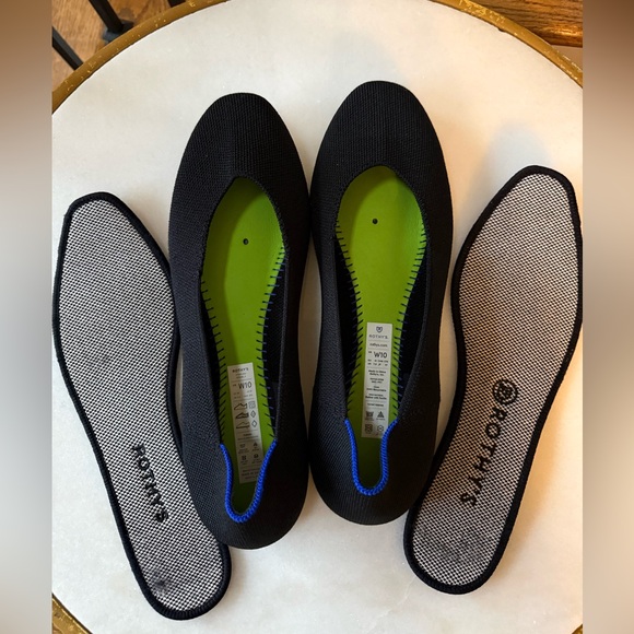 Rothy’s Black Round Toe Flats Sz 10 - Picture 7 of 9